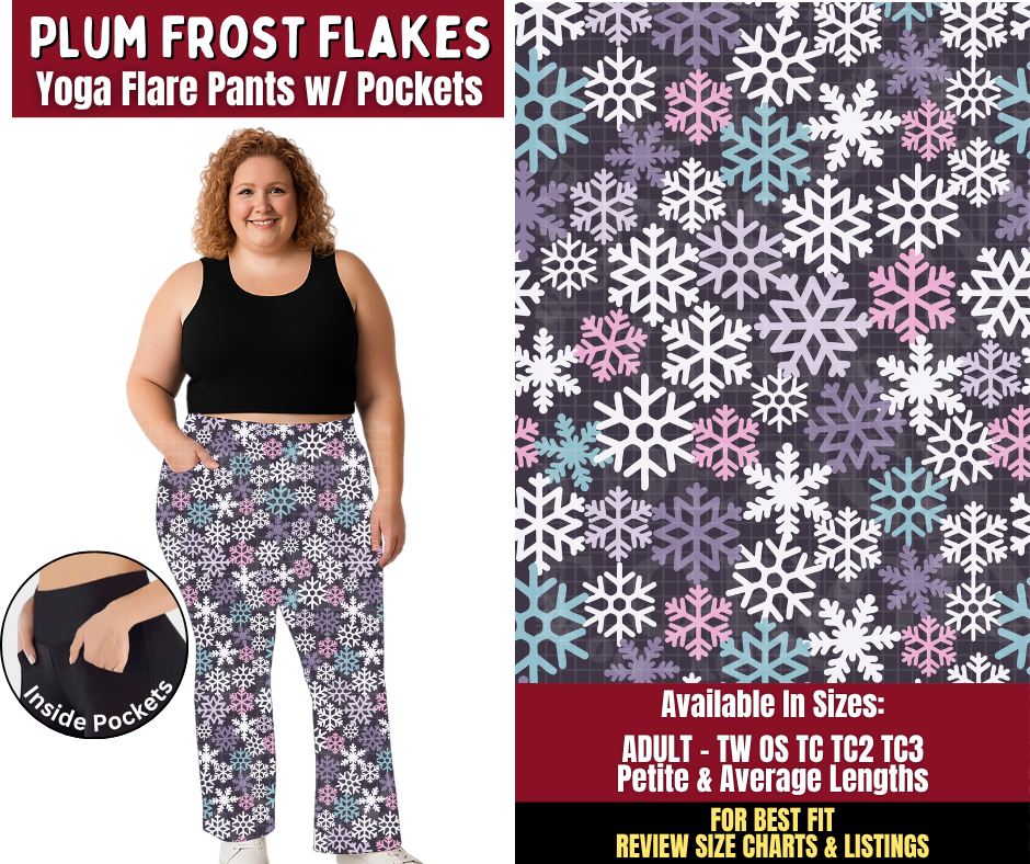 Preorder! Closes 8/24. ETA Nov. Plum Frost Flakes Yoga Flare Pants