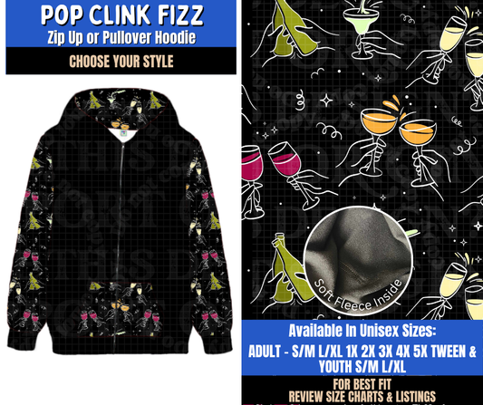 Preorder! Closes 9/10. ETA Dec. Pop Clink Fizz Zip-Up or Pullover Hoodie