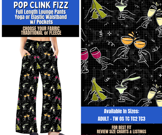 Preorder! Closes 9/10. ETA Dec. Pop Clink Fizz Lounge Pants Choose Fleece or Traditional