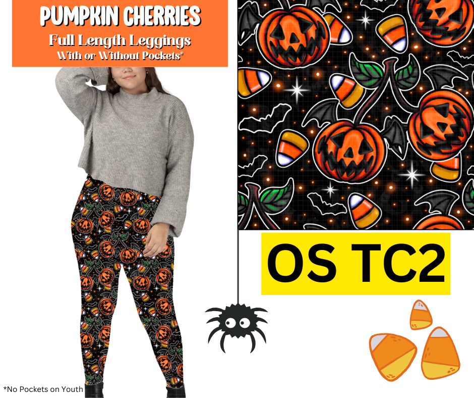 Pumpkin Cherries Full Length Leggings w/ Pockets