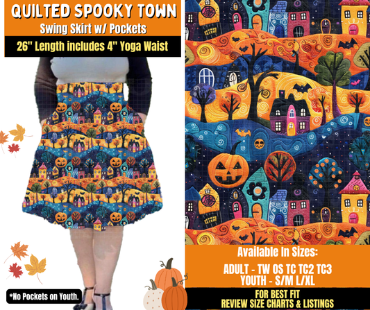 Preorder! Closes 7/16. ETA Oct. Quilted Spooky Town Swing Skirt
