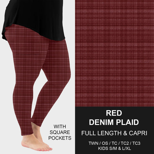 B301 - Preorder Red Denim Plaid Leggings w/ Pockets (Closes 7/19. ETA: late Sept.)