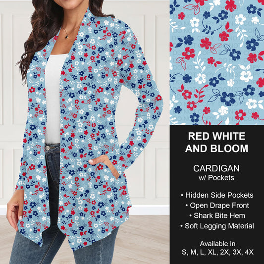 B284 - Preorder Red White and Bloom Cardigan w/ Pockets (Closes 4/12. ETA: early June)