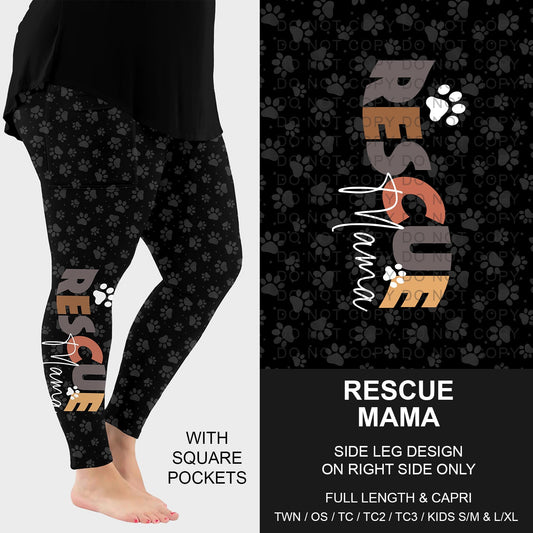 B287 - Preorder Rescue Mama Side Design Leggings w/ Pockets (Closes 4/26. ETA: late June)