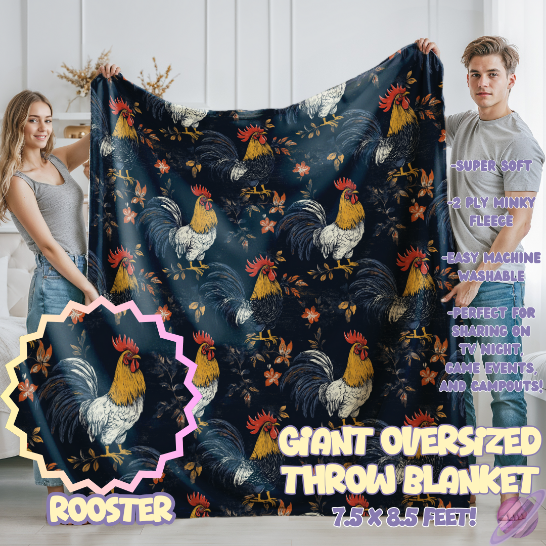 ROOSTER- GIANT SHAREABLE THROW BLANKETS ROUND 12-PREORDER CLOSING 3/2