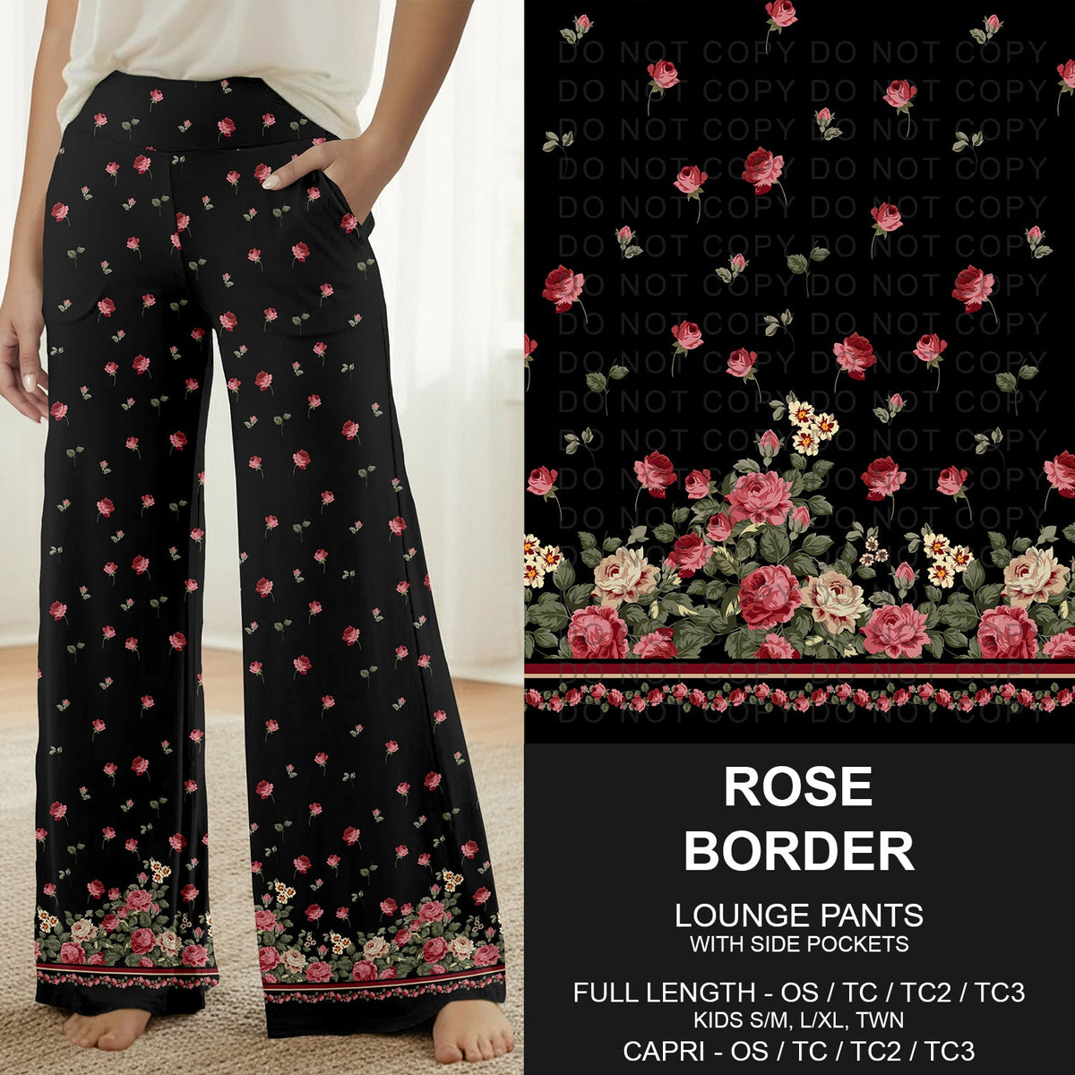 B316 - Preorder Rose Border Lounge Pants (Closes 10/11. ETA: mid Dec.)