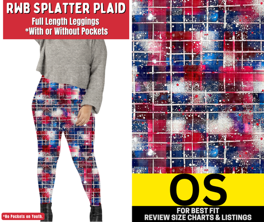 RWB Splatter Plaid Full Length Leggings w/ Pockets