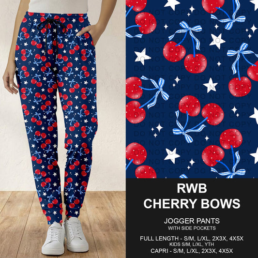 B284 - Preorder RWB Cherry Bows Joggers (Closes 4/12. ETA: early June)