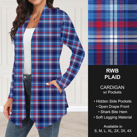B284 - Preorder RWB Plaid Cardigan w/ Pockets (Closes 4/12. ETA: early June)