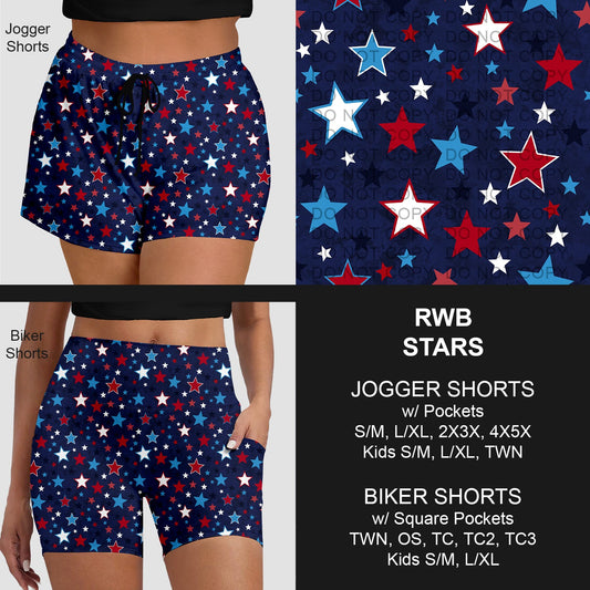 B284 - Preorder RWB Stars Jogger/Biker Shorts (Closes 4/12. ETA: early June)