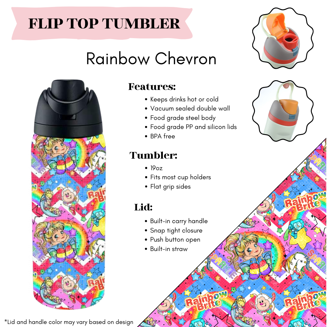 Preorder! Closes 3/20. ETA June. Rainbow Chevron Flip Top Tumbler