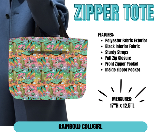 Rainbow Cowgirl Zipper Tote