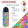 Preorder! Closes 3/20. ETA June. Rainbow Heart Bear Flip Top Tumbler