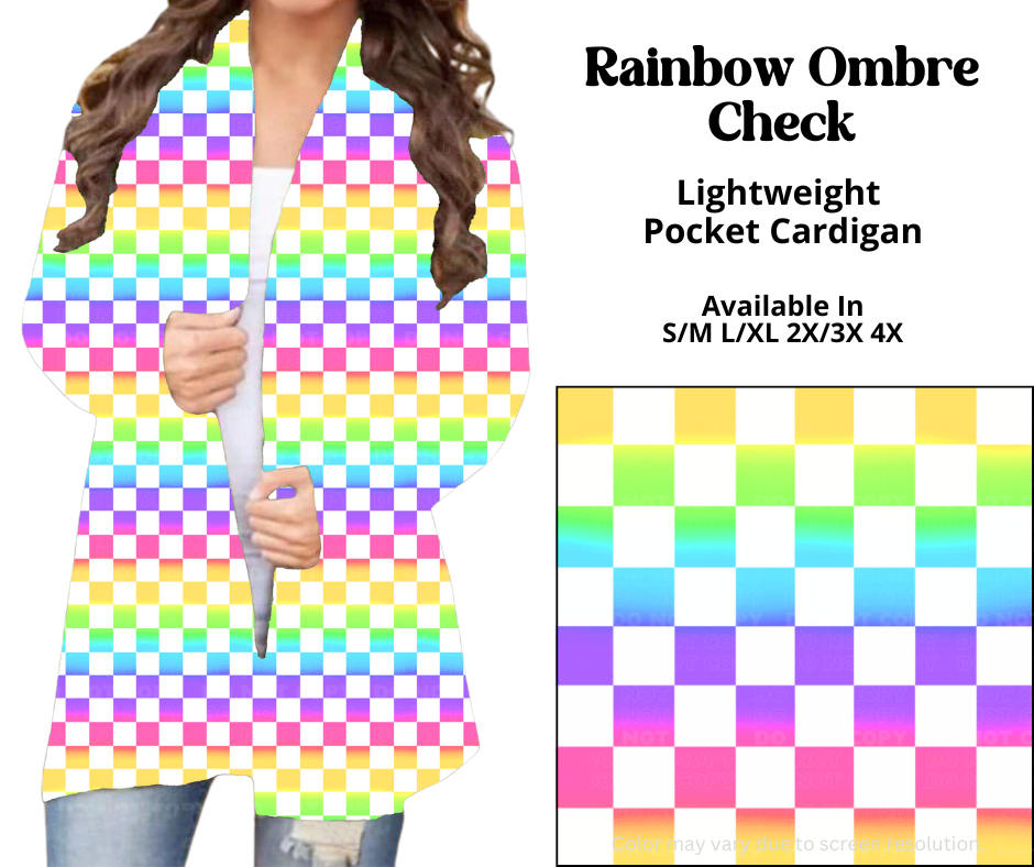 Preorder! Closes 3/26. ETA June. Rainbow Ombre Check Pocket Cardigan