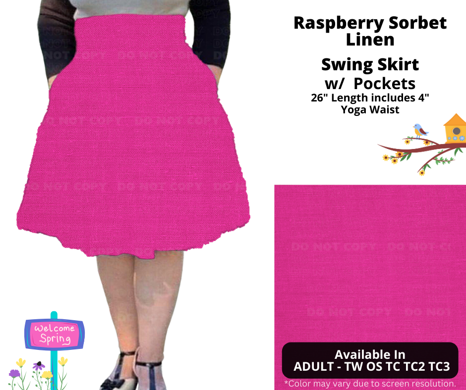 Preorder! Closes 1/15. ETA April. Raspberry Sorbet Linen Swing Skirt