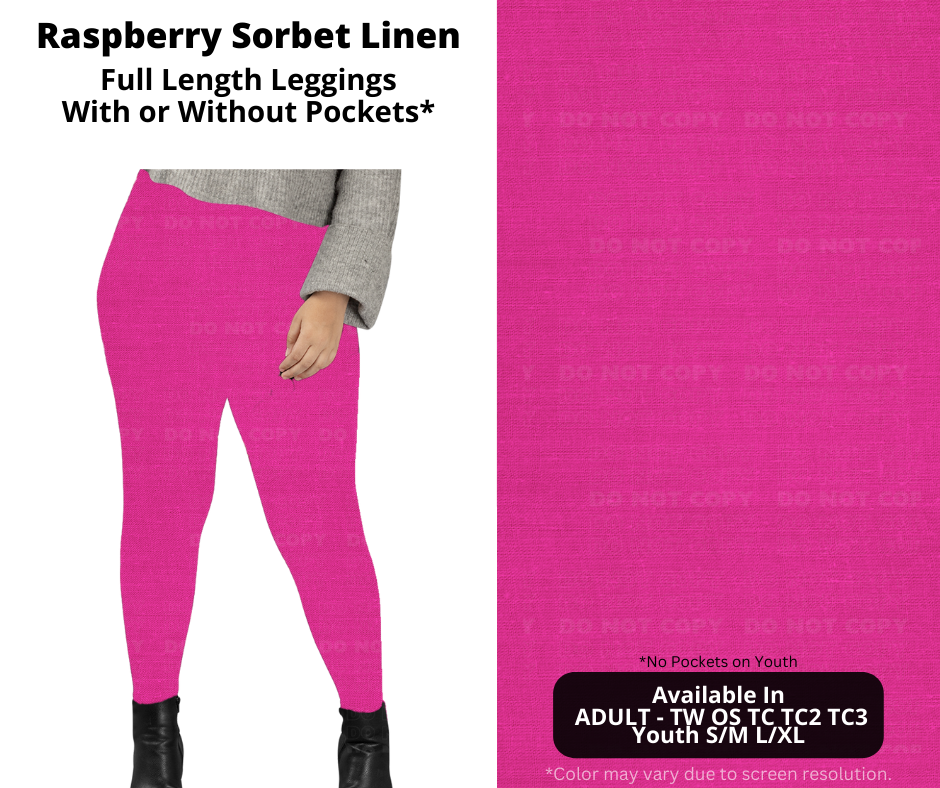 Preorder! Closes 1/8. ETA April. Raspberry Sorbet Linen Full Length Leggings w/wo Pockets