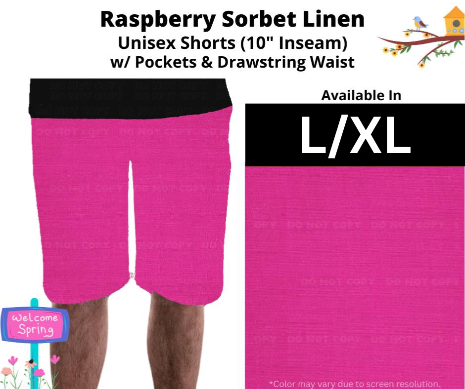Raspberry Sorbet Linen Unisex Shorts