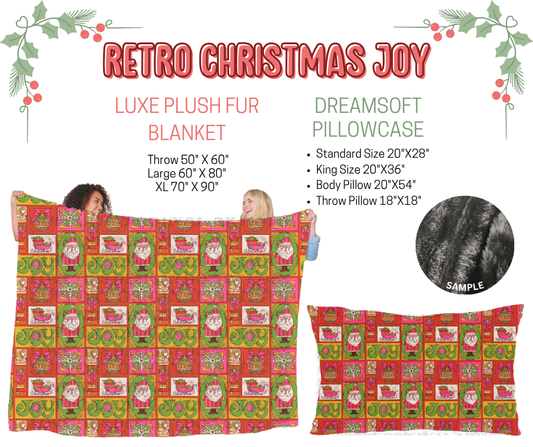 Preorder! Closes 9/3. ETA Dec. Retro Christmas Joy Luxe Plush Fur Blanket and/or DreamSoft Pillowcase