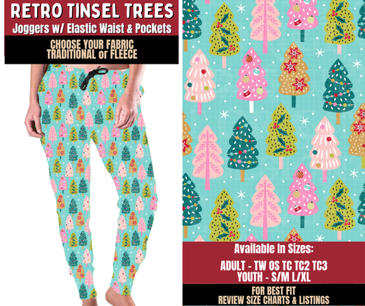 Preorder! Closes 9/7. ETA Dec. Retro Tinsel Trees Joggers Choose Fleece or Traditional