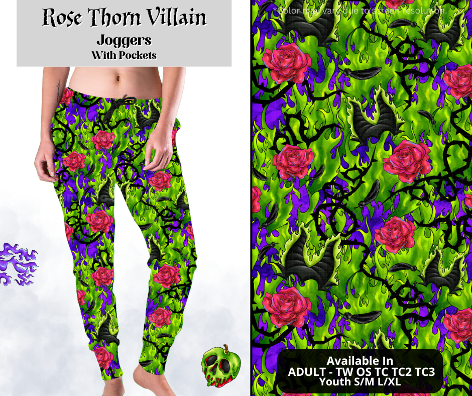 Preorder! Closes 3/28. ETA June. Rose Thorn Villain Joggers