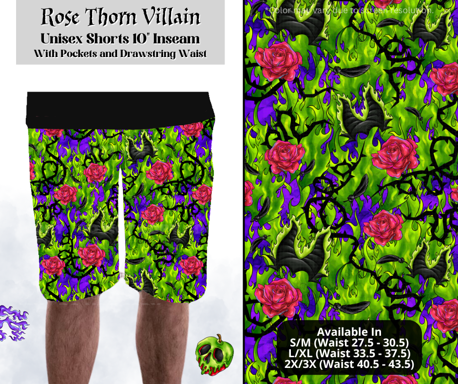 Preorder! Closes 3/28. ETA June. Rose Thorn Villain Unisex Shorts