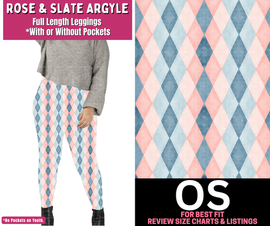 Rose & Slate Argyle Full Length Leggings w/ Pockets