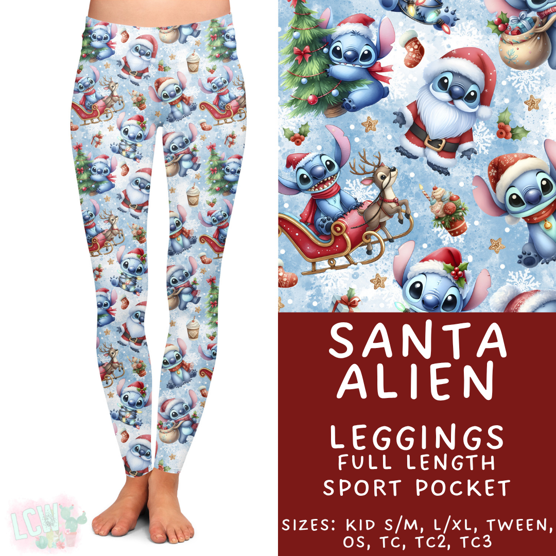 Ready to Ship - Santa Alien Full Length Leggings - Sport Pocket TC