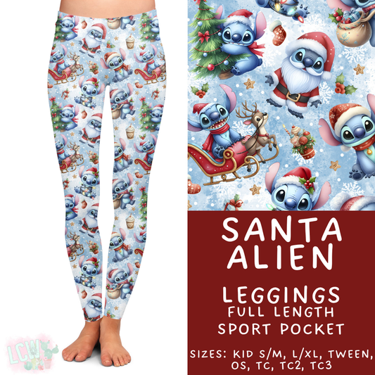 Ready to Ship - Santa Alien Full Length Leggings - Sport Pocket TC