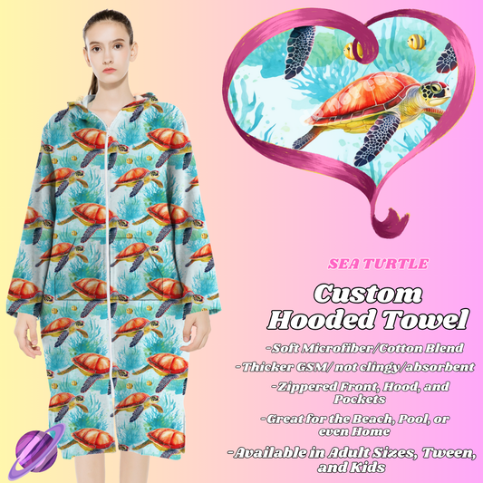 SEA TURTLE- HOODED TOWEL- PREORDER CLOSING 4/27