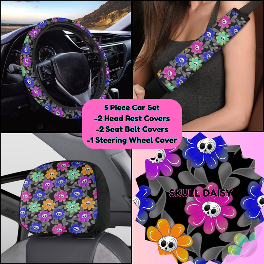 5 PIECE CAR SET-SKULL DAISY-PREORDER CLOSING 9/5