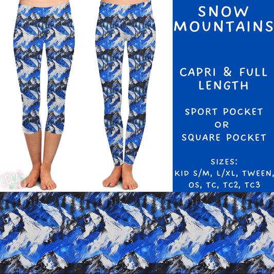 Ready To Ship - Snow Mountains Capri Length Leggings - TC2 Square Pocket