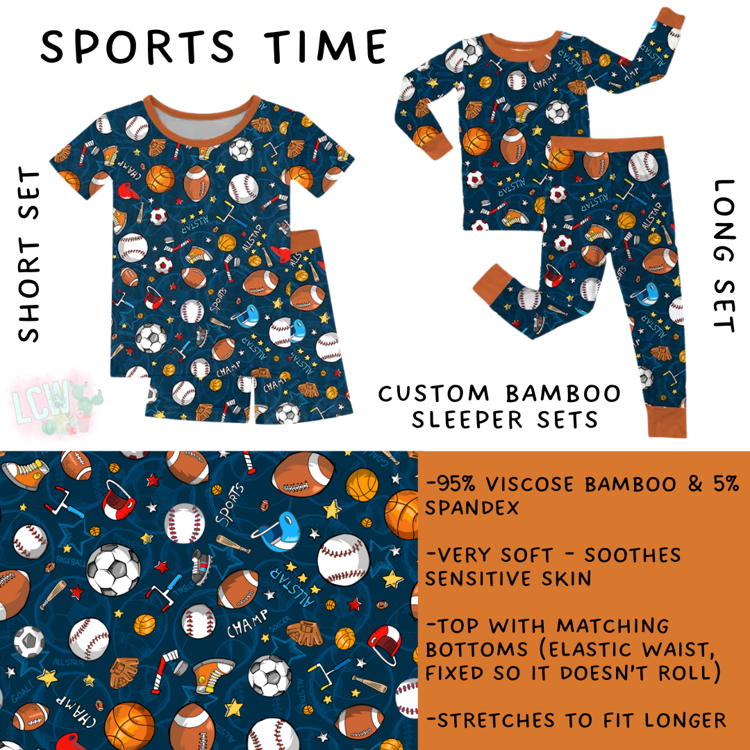 Ready to Ship Sports Time Bamboo Long Sleeper Set - 5T