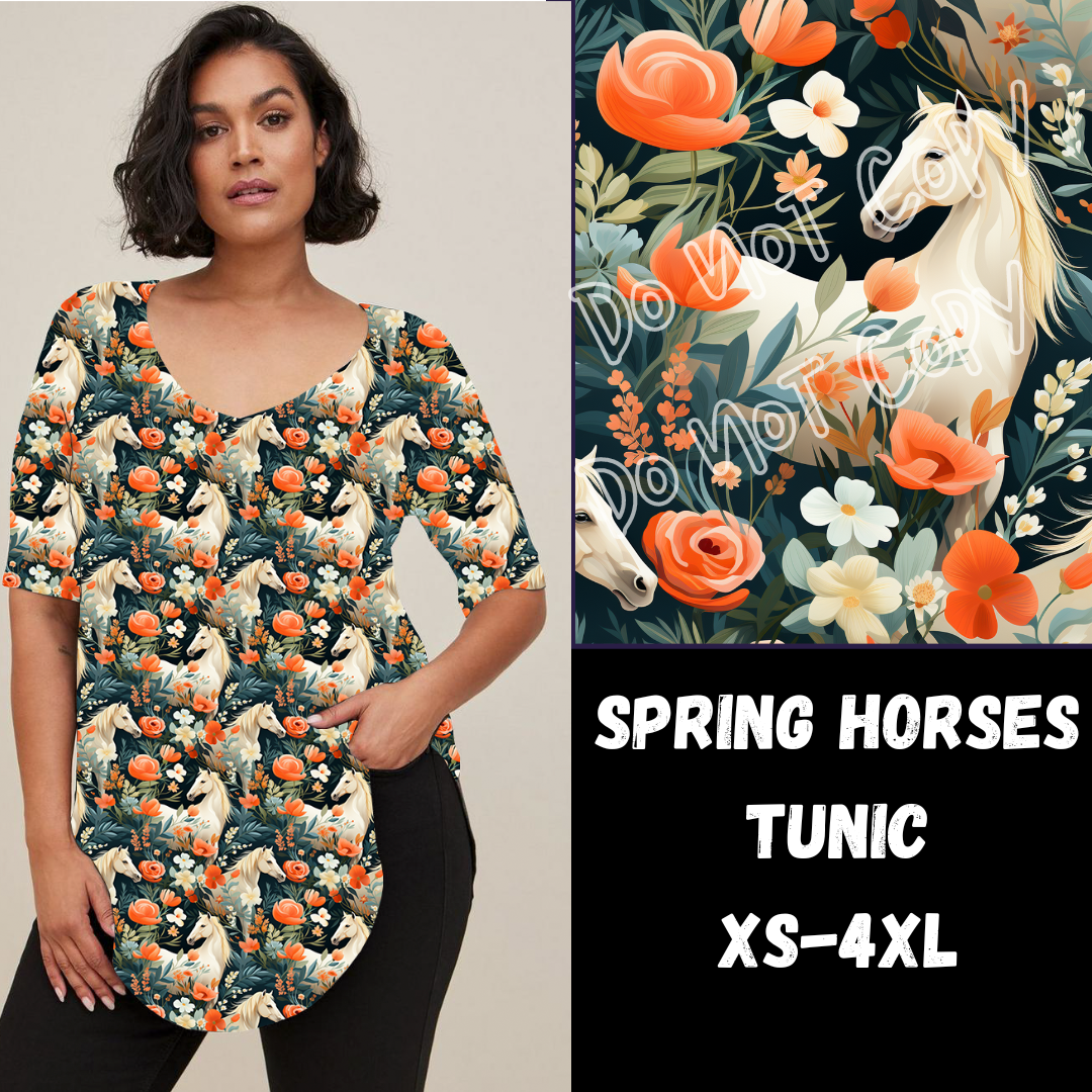 SPRING HORSES-PPO8 RUN-V-NECK TUNIC PREORDER CLOSING 1/17 ETA APRIL