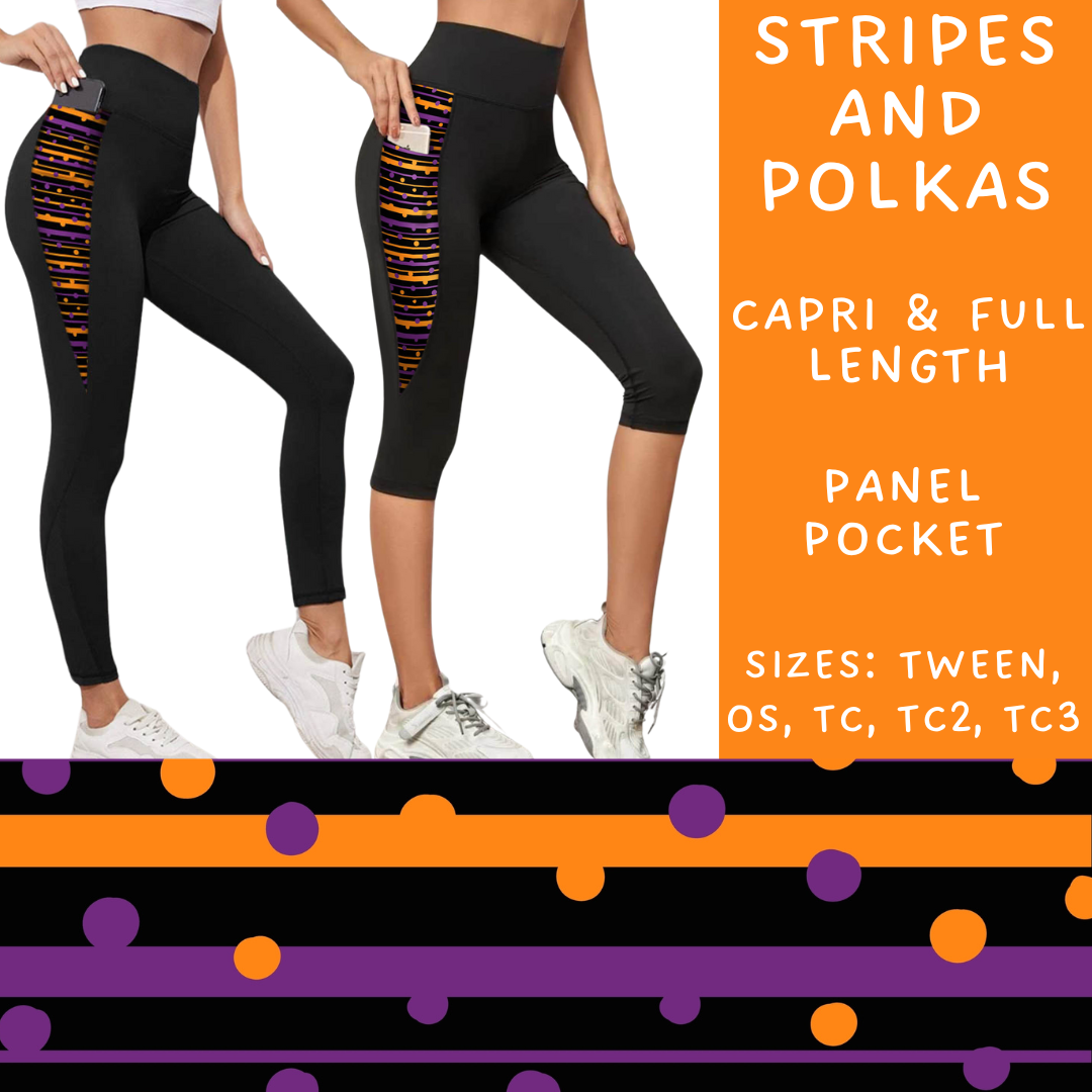 Ready To Ship - Stripes and Polkas Pocket Capri Length Legging - TC2