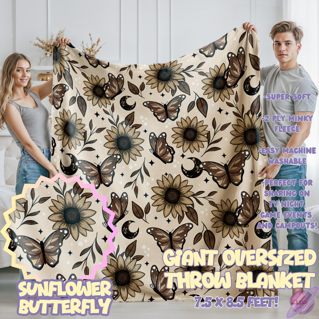 SUNFLOWER BUTTERFLY- GIANT SHAREABLE THROW BLANKETS ROUND 12-PREORDER CLOSING 3/2