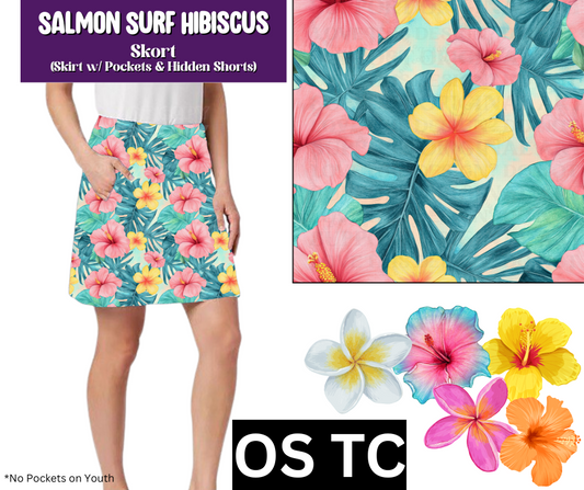 Salmon Surf Hibiscus Skort
