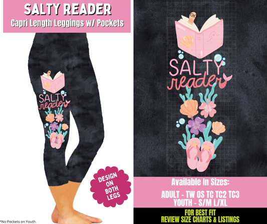 Preorder! Closes 4/23. ETA July. Salty Reader Combo Denim & Watercolor Side Designs Legging Lengths