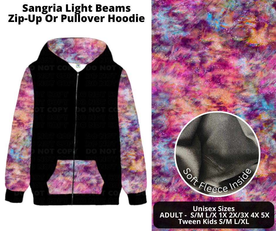 Preorder! Closes 12/2. ETA Feb. Sangria Light Beams Zip-Up or Pullover Hoodie