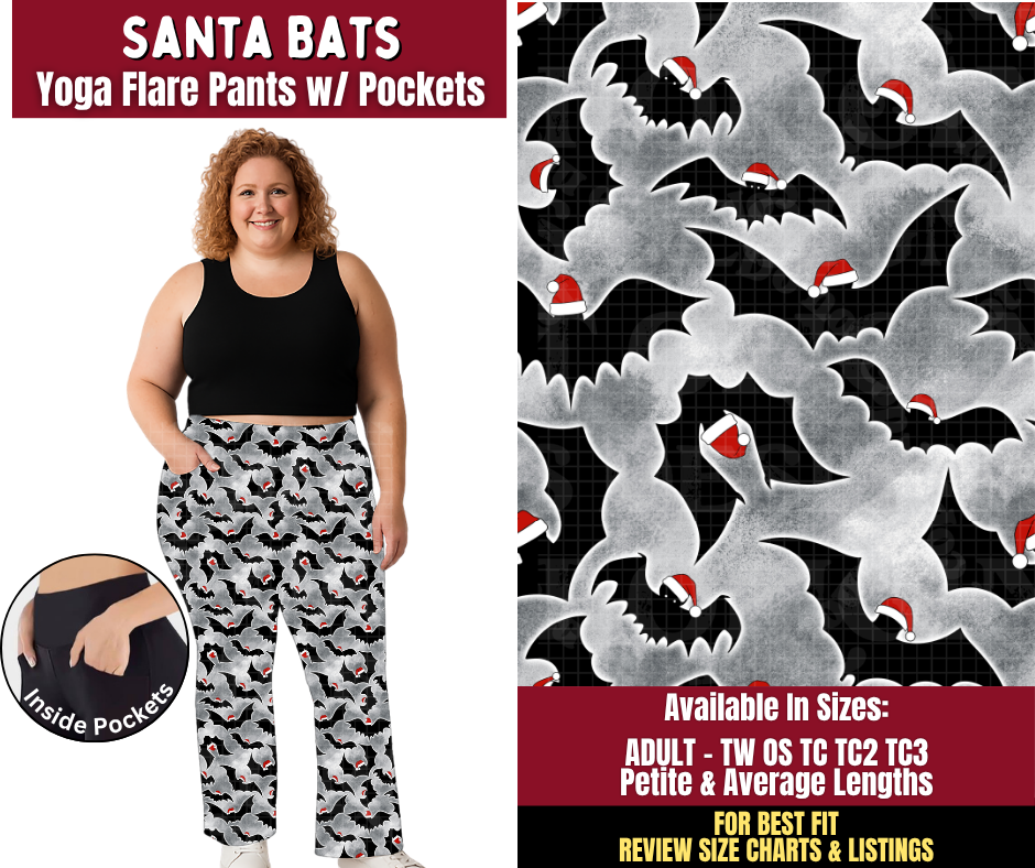 Preorder! Closes 8/24. ETA Nov. Santa Bats Yoga Flare Pants