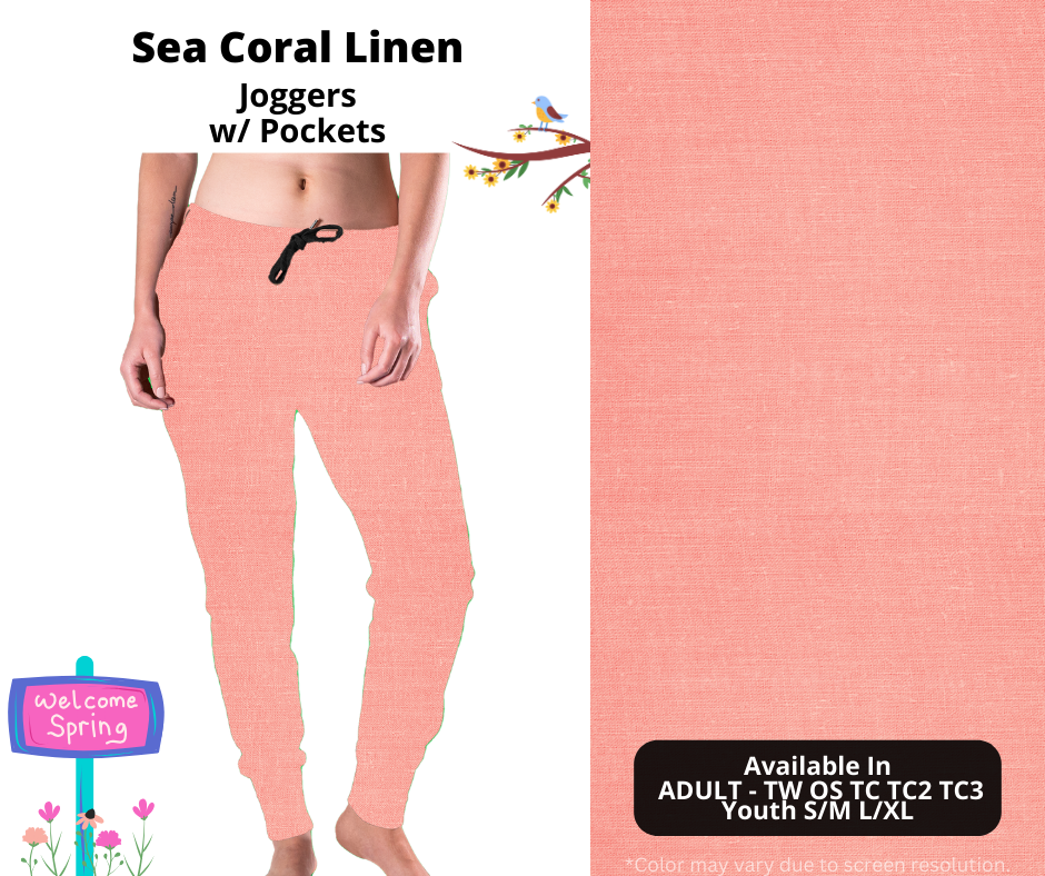 Preorder! Closes 1/8. ETA April. Sea Coral Linen Joggers