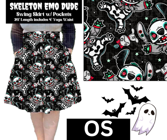 Skeleton Emo Dude Swing Skirt
