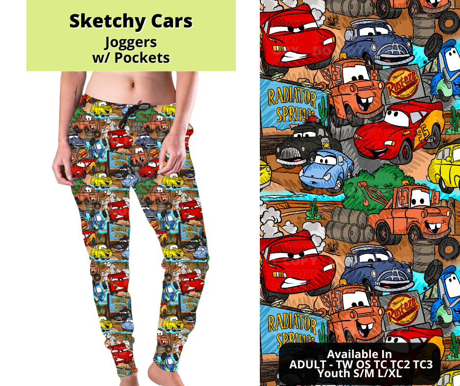 Preorder! Closes 3/24. ETA June. Sketchy Cars Joggers