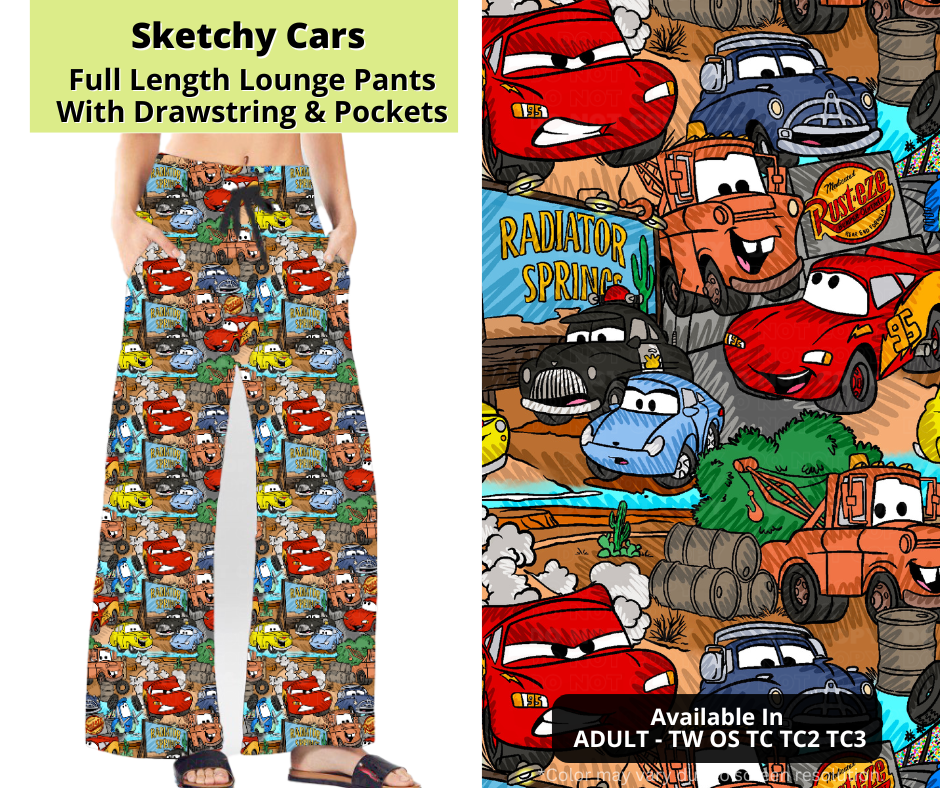 Preorder! Closes 3/24. ETA June. Sketchy Cars Full Length Lounge Pants