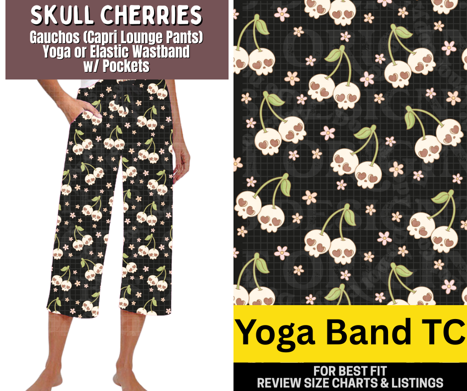 Skull Cherries Capri Gauchos