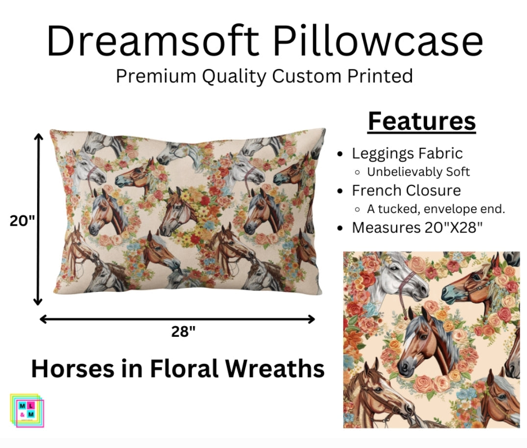 Horses in Floral Wreaths Dreamsoft Pillowcase