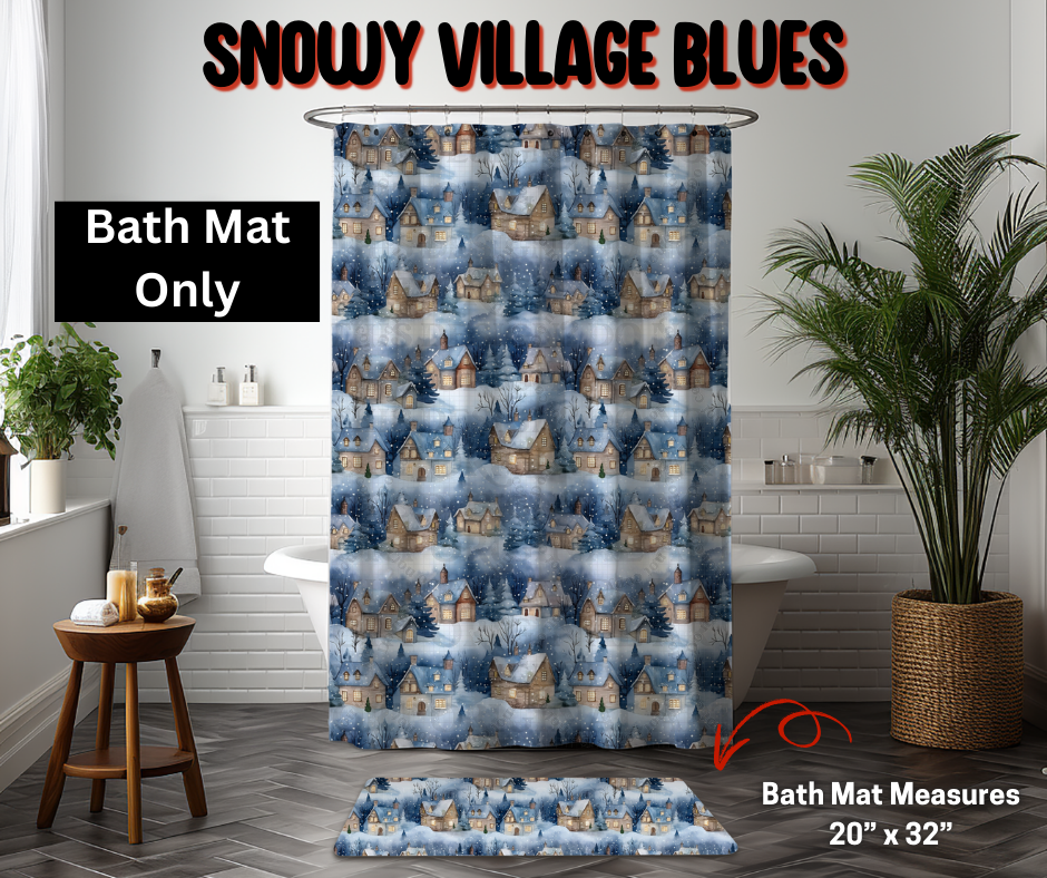 Snowy Village Blues Bath Mat