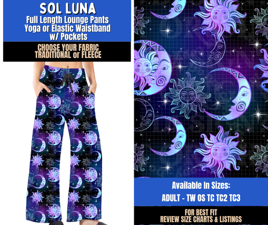 Preorder! Closes 9/10. ETA Dec. Sol Luna Lounge Pants Choose Fleece or Traditional