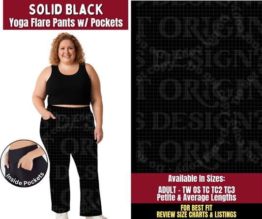 Preorder! Closes 8/24. ETA Nov. Solid Black Yoga Flare Pants