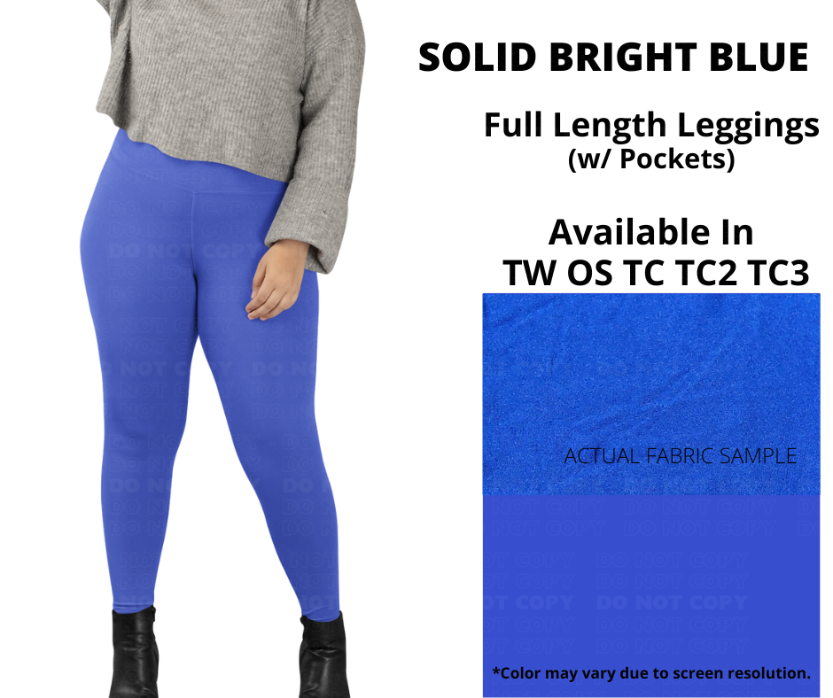 Solid Bright Blue Full Length w/ Pockets