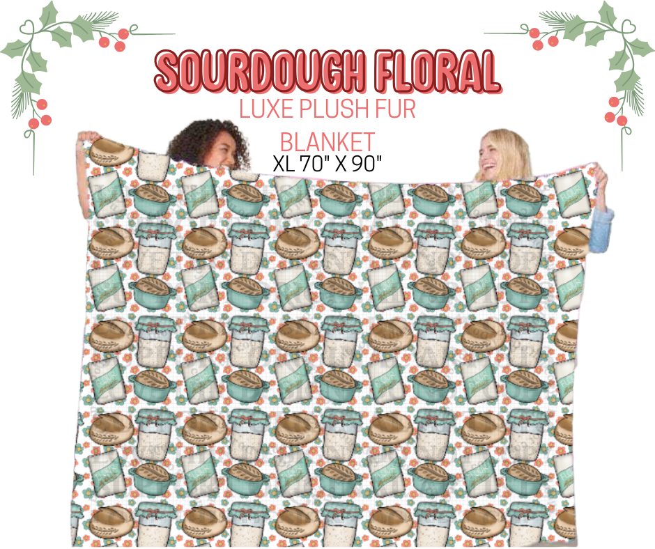 Sourdough Floral Luxe Plush Fur Blanket